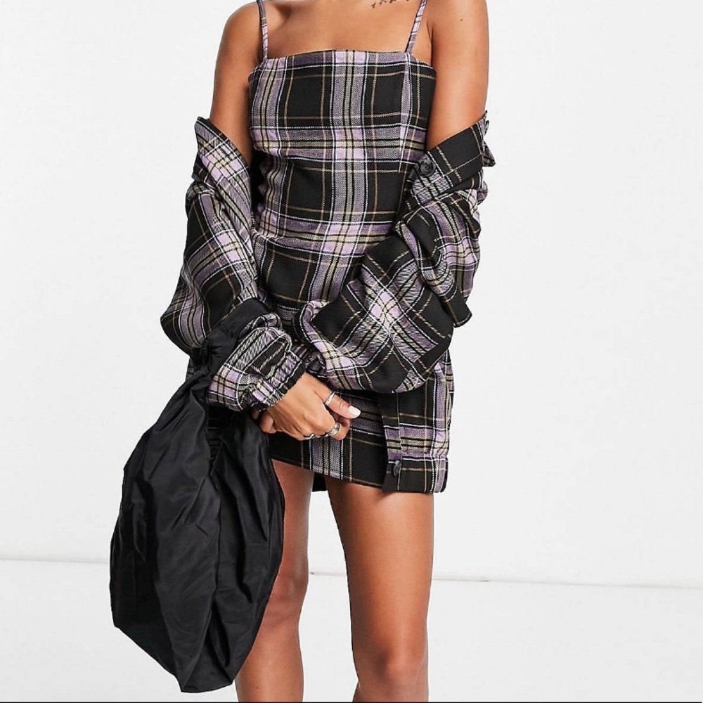 NWOT ASOS Design plaid Varsity Mini dress and shacket set